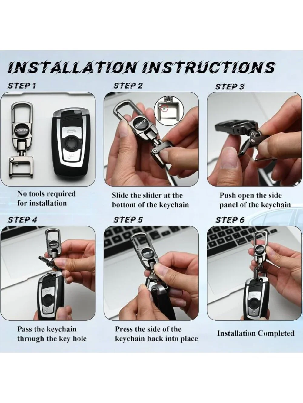 Durable Zinc Alloy Tool-Free Car Keychain Clip | Anti-Lost Key Ring Accessory